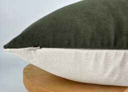 Army Green & Beige Chenille Pillow Cover, Two-Tone Minimalist Cushion, 20x20 - thumbnail 1