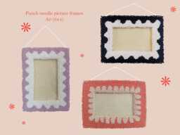 A6 Or 6x4 Inch Photo Frame Handmade Punch Needle Wall Art, Wavy Pattern - thumbnail 1