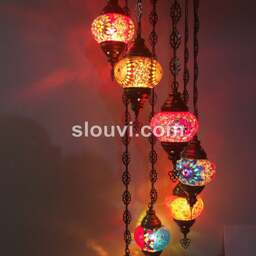 7 - Ball Turkish Water Drop Style Mosaic Chandelier Multi-Color - thumbnail 2