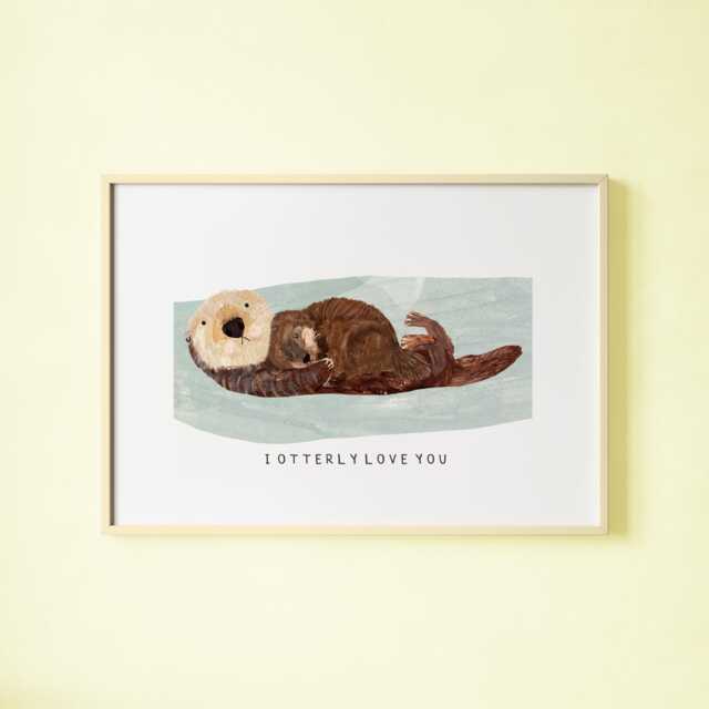 Otter Baby Print - Sea Otterly Love Cute Sweet Nursery Wall Art New Newborn Mommy Mom Gift Family Home Decor Poster - image 1
