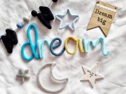 Dream Knitted Sign - L Alternating Colour Word Changing Personalised Wire Word Writing Wall Hanging - thumbnail 1