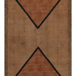 Handmade Block Printed Cotton Rug Brown & Black, Large Area Carpet - thumbnail 2