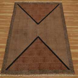 Handmade Block Printed Cotton Rug Brown & Black, Large Area Carpet - thumbnail 3
