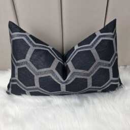 Hex Black Geometric Cushion Cover Double Sided Modern Sofa Bed Pillow Cover Noir Pillow Case Ebony - thumbnail 3