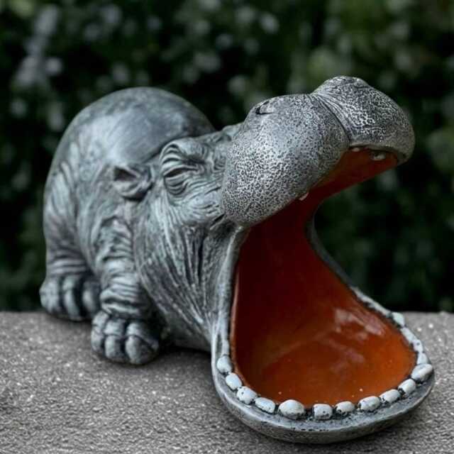 Large Hippo Sculpture Concrete Figurine Outdoor Animal Decoration Hippo Lover Gift Front Door Ornament Wildlife Statue Yard Art - image 1