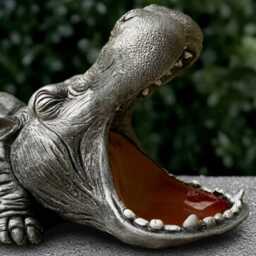 Large Hippo Sculpture Concrete Figurine Outdoor Animal Decoration Hippo Lover Gift Front Door Ornament Wildlife Statue Yard Art - thumbnail 4