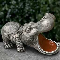 Large Hippo Sculpture Concrete Figurine Outdoor Animal Decoration Hippo Lover Gift Front Door Ornament Wildlife Statue Yard Art - thumbnail 3