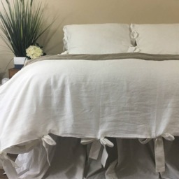 White Linen Duvet Cover With Bow Ties -Mesmerizing White Linen - thumbnail 2