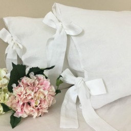 White Linen Duvet Cover With Bow Ties -Mesmerizing White Linen - thumbnail 3