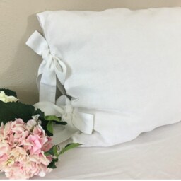 White Linen Duvet Cover With Bow Ties -Mesmerizing White Linen - thumbnail 4