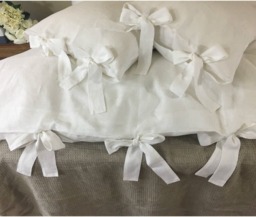 White Linen Duvet Cover With Bow Ties -Mesmerizing White Linen