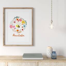 Manchester Bee Floral Wall Print, Prints, Gallery Manc Art Print - thumbnail 2
