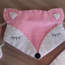 Fox Garland, Felt Wall Hanging, Nursery Decoration, Woodland Themed Decor, Baby Shower Country Home - thumbnail 2