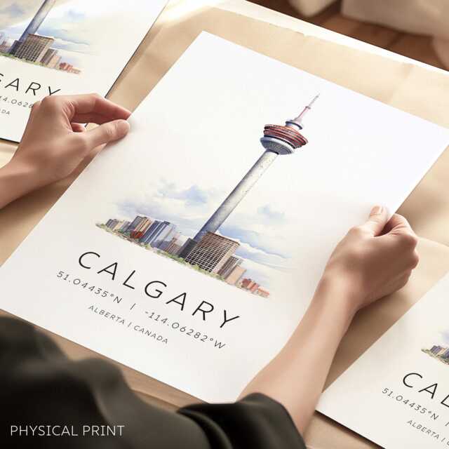 Calgary Canada Print, Wall Art, Travel Cards, Skyline, Map Coordinates, Hanging Decor, Gifts - image 1
