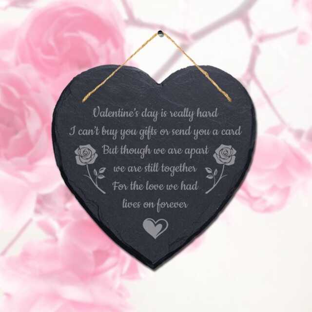 Valentines Day Is Really Hard Engraved Wall Hanging Gift Heart Shape Slate Sign - image 1