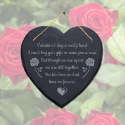 Valentines Day Is Really Hard Engraved Wall Hanging Gift Heart Shape Slate Sign - thumbnail 2