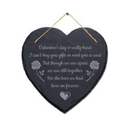 Valentines Day Is Really Hard Engraved Wall Hanging Gift Heart Shape Slate Sign - thumbnail 3