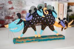 Handmade Felt Opossum Sculpture Mother With Cubs Art Doll - thumbnail 1