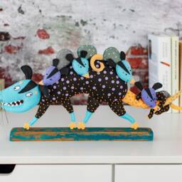 Handmade Felt Opossum Sculpture Mother With Cubs Art Doll - thumbnail 2