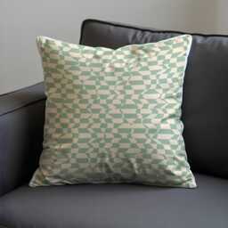 Green Optical Illusion Throw Pillow Cover, Geometric Pattern Cushion Cover For Sofa Or Bed, Subtle Modern Home Decor Accent - thumbnail 3