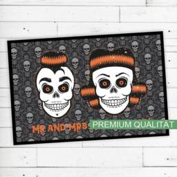 "Floor Mat ""Rockabilly Skulls"