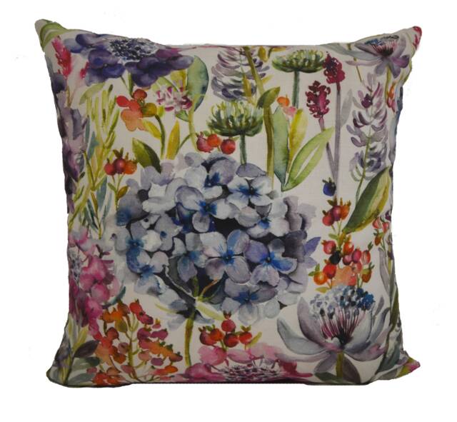 Voyage - Hydrangea Cream/Grape Beautiful Watercolour Meadow Floral Cushion Cover Handmade Throw Pillow Designer Home Decor - image 1