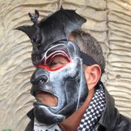 Fiberglass Demon Bat Mask, Halloween Costume, Masquerade Mask - thumbnail 3