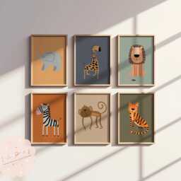 Safari Animal Prints Set, Jungle Prints, Nursery Decor, Safari Baby Nursery, Wall Art, Jungle Decor Nursery - thumbnail 1
