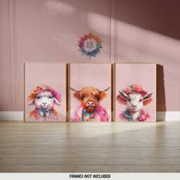 Funky Hipster Animal Prints - Set Of 3 Posters - Maximalist Wall Art Quirky Animals Artwork Style Portrait Decor Colourful Fashion - thumbnail 2