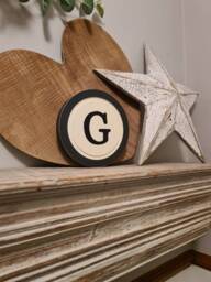 Rustic Letter G Sign 15cm Cream & Black Monogram Wall Art