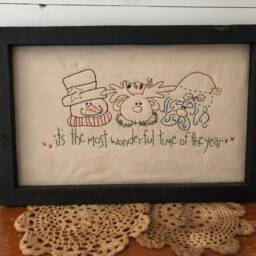 Most Wonderful Time Primitive Stitchery Framed Print - thumbnail 3