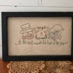 Most Wonderful Time Primitive Stitchery Framed Print - thumbnail 4