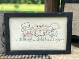 Most Wonderful Time Primitive Stitchery Framed Print - thumbnail 1