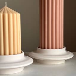 Handmade Jesmonite Round Pillar Candle Holder Minimalist Wedding Decor - thumbnail 2