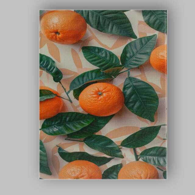Fresh Orange Citrus Leaf Repeat Pattern Canvas Wall Art Print Decor Picture Ready To Hang - image 1