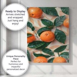 Fresh Orange Citrus Leaf Repeat Pattern Canvas Wall Art Print Decor Picture Ready To Hang - thumbnail 3