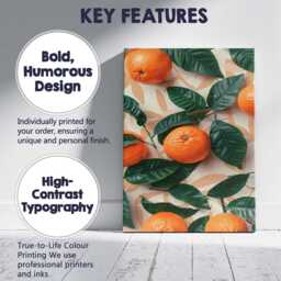 Fresh Orange Citrus Leaf Repeat Pattern Canvas Wall Art Print Decor Picture Ready To Hang - thumbnail 2