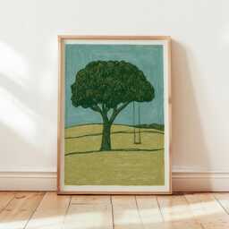 Tree Swing Poster, Minimalist Landscape Print, Nature Wall Art - thumbnail 4