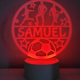 Personalised Football Led Night Light Remote Controlled, Laser Engraved - thumbnail 3
