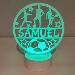 Personalised Football Led Night Light Remote Controlled, Laser Engraved - thumbnail 2