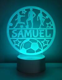 Personalised Football Led Night Light Remote Controlled, Laser Engraved - thumbnail 1