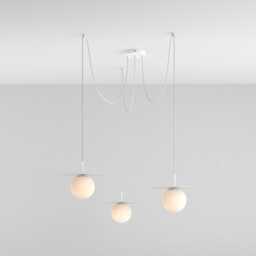 Zoe 3-Port Ceiling Pendant Hanging Light White Kitchen Island Fixture Disc Lamp Shade - thumbnail 2