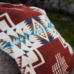 Handmade Alpaca Wool Blanket Southwest Native Design - thumbnail 4
