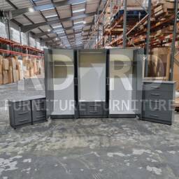 Grey Wardrobe, Large Wardrobe Ready Assembled Classic 6 Door Mirrored - thumbnail 3