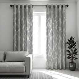 Modern Grey Curtains, Soft Geometric Brush Pattern Drapes, Custom Size Window Panels For Stylish Minimalist Spaces