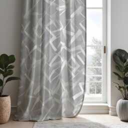 Modern Grey Curtains, Soft Geometric Brush Pattern Drapes, Custom Size Window Panels For Stylish Minimalist Spaces - thumbnail 4