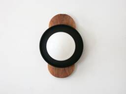 Walnut & Black Modern Wall Fixture Lamp Opal Globe Shade Sconce Light Kitchen Lighting Foyer - thumbnail 1