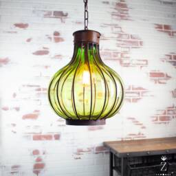 Pera Pendant Light - Green Glass & Metal Chandelier