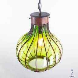Pera Pendant Light - Green Glass & Metal Chandelier - thumbnail 3