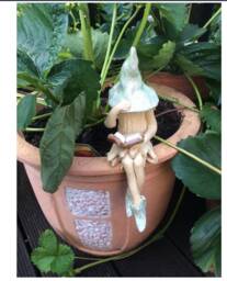 Fairy Garden Book Fairy, Handmade Ceramic Plant Pot Ornament - thumbnail 1